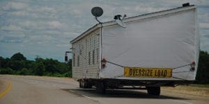 rear view of a mobile home on a truck